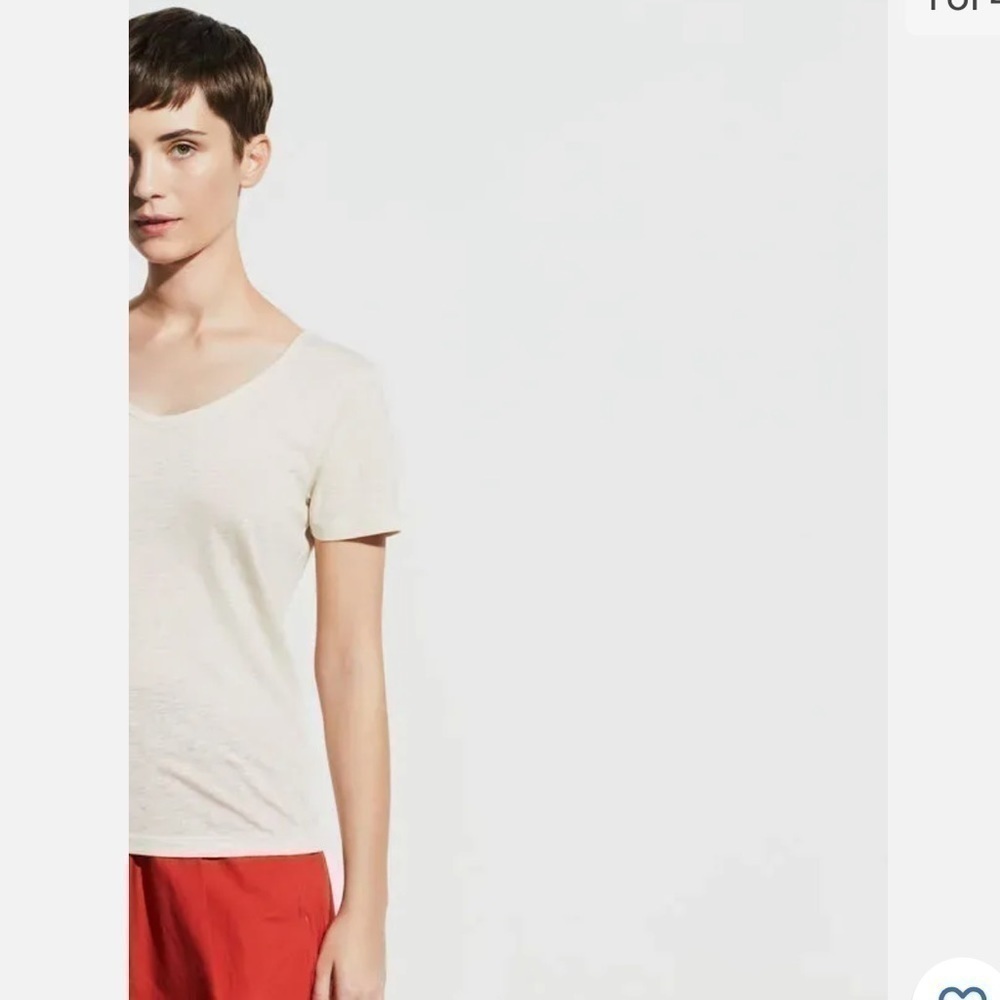 NWT VINCE V NECK LINEN BLEND WOMEN TEE SIZE L